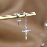 Sterling Silver Daimond Cross Earrings