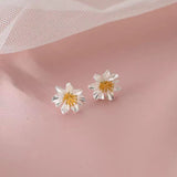 Sterling Silver Daisy Flower Earrings