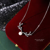 Sterling Silver Deer And Pearl Necklaces