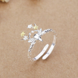 Sterling Silver Deer Plum Blossom Rings