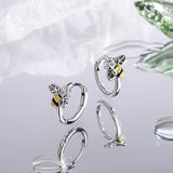 Sterling Silver Diamond-Encrusted Bee Earrings