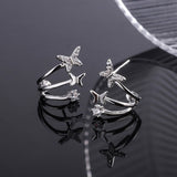 Sterling Silver Diamond Butterfly Stud Earrings