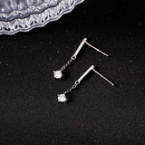 Sterling Silver Diamond Chain Earrings