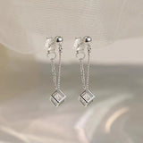 Sterling Silver Diamond Cube Earrings