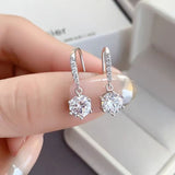 Sterling Silver Diamond Ear Hook Earrings