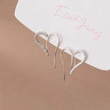 Sterling Silver Diamond Heart-Design Earrings