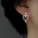 Sterling Silver Diamond Heart-Design Earrings