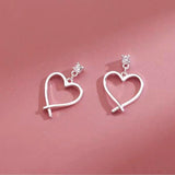 Sterling Silver Diamond Heart-Design Earrings