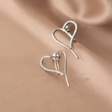 Sterling Silver Diamond Heart-Design Earrings