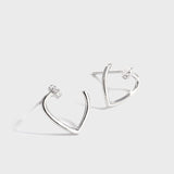 Sterling Silver Diamond Heart-Design Stud Earrings