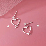 Sterling Silver Diamond Heart-Design Earrings