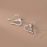 Sterling Silver Diamond Heart-Design Earrings