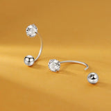 Sterling Silver Diamond Screw Earrings