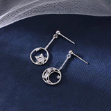 Sterling Silver Diamond Star And Moon Earrings