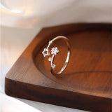 Sterling Silver Diamond Star Open Rings