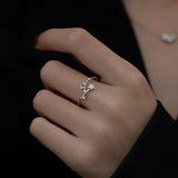 Sterling Silver Diamond Star Open Rings