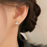 Sterling Silver Diamond Star Stud Earrings