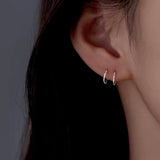 Sterling Silver Double-Layer plain Stud Earrings