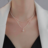 Sterling Silver Double Layer Water Drop Necklaces