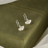 Sterling Silver Earrings Ginkgo Leaf Pearl Earrings