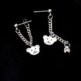 Sterling Silver Elegant Bear Chain Earrings