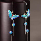 Sterling Silver Elegant Blue Butterfly Earrings