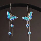 Sterling Silver Elegant Blue Butterfly Earrings