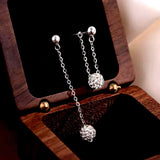 Sterling Silver Elegant Diamond Ball Chain Earrings