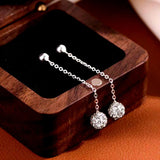 Sterling Silver Elegant Diamond Ball Chain Earrings