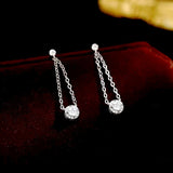 Sterling Silver Elegant Diamond Ball Tassel Earrings