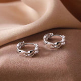 Sterling Silver Elegant Double Layer Wavy Hoop Earrings