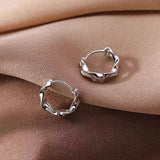 Sterling Silver Elegant Double Layer Wavy Hoop Earrings