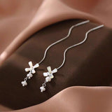 Sterling Silver Elegant Flower Threader Earrings