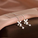 Sterling Silver Elegant Flower Threader Earrings