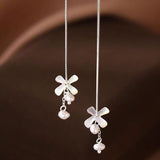 Sterling Silver Elegant Flower Threader Earrings