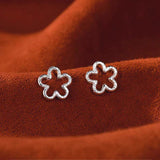 Sterling Silver Elegant Glitter Flower Studs