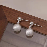 Sterling Silver Elegant Glossy Brushed Ball Earrings