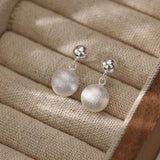 Sterling Silver Elegant Glossy Brushed Ball Earrings