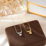 Sterling Silver Elegant Heart-Design Bow Necklaces