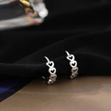 Sterling Silver Elegant Heart-Design Hoop Earrings