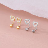 Sterling Silver Elegant Heart Screw Studs