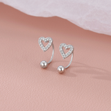 Sterling Silver Elegant Heart Screw Studs