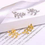 Sterling Silver Elegant Leaf Studs