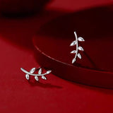 Sterling Silver Elegant Leaf Studs