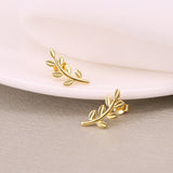 Sterling Silver Elegant Leaf Studs