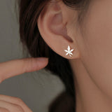 Sterling Silver Elegant Maple Leaf Studs