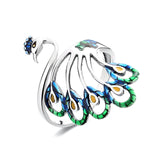 Sterling Silver Elegant Peacock Hollow Little Phoenix Open Rings