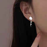 Sterling Silver Elegant Rose Earrings