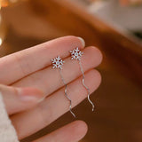 Sterling Silver Elegant Snowflake Wavy Threader Earrings