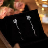 Sterling Silver Elegant Snowflake Wavy Threader Earrings